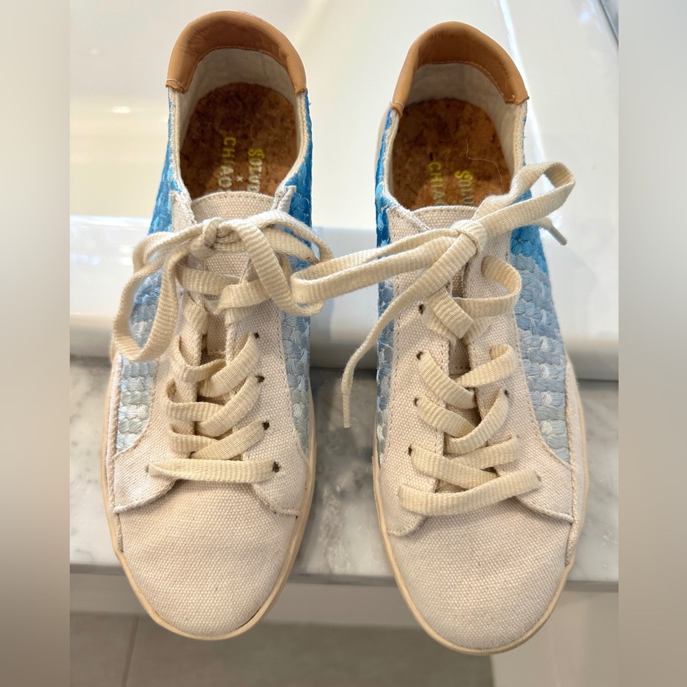 SOLUDOS X CHIAOZZA Ombré Blue Embroidered Sneakers